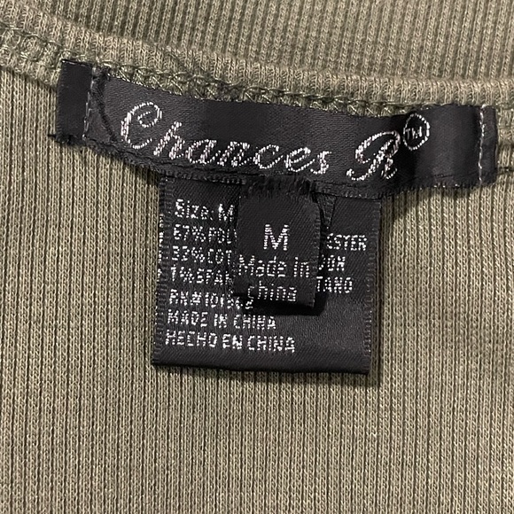 Chances R olive army green tank top silver sequins sleeveless size medium cotton - Picture 12 of 12